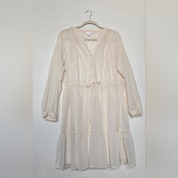 LC Lauren Conrad Ivory Sheer Dress. Size M - Picture 8 of 9
